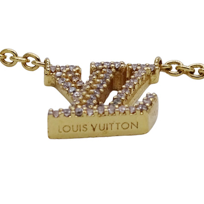 LOUIS VUITTON ルイ・ヴィトン LV アイコニック ネックレス メタル ストラス ゴールド レディース M00596 【中古】