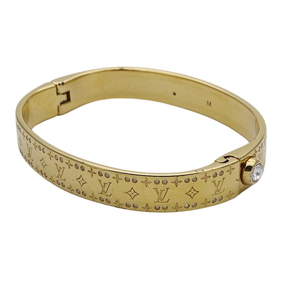 LOUIS VUITTON ルイ・ヴィトン リジッド ブレスレット･ナノグラム ストラス ブレスレット メタル ゴールド M レディース M64861 【中古】