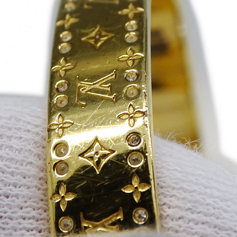 LOUIS VUITTON ルイ・ヴィトン リジッド ブレスレット･ナノグラム ストラス ブレスレット メタル ゴールド M レディース M64861 【中古】