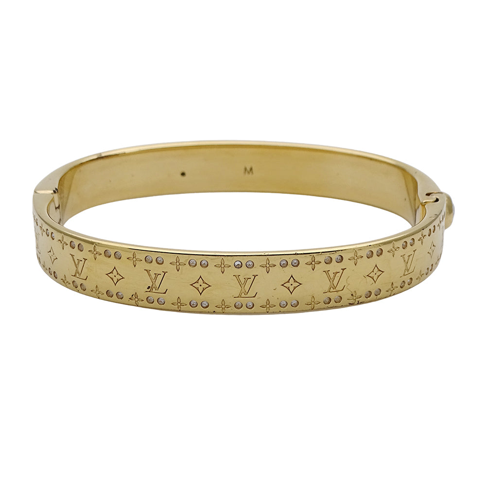 LOUIS VUITTON ルイ・ヴィトン リジッド ブレスレット･ナノグラム ストラス ブレスレット メタル ゴールド M レディース M64861 【中古】