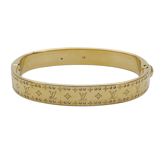 LOUIS VUITTON ルイ・ヴィトン リジッド ブレスレット･ナノグラム ストラス ブレスレット メタル ゴールド M レディース M64861 【中古】