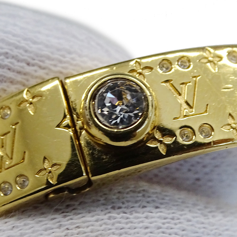 LOUIS VUITTON ルイ・ヴィトン リジッド ブレスレット･ナノグラム ストラス ブレスレット メタル ゴールド M レディース M64861 【中古】