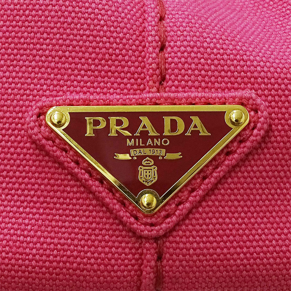 PRADA プラダ カナパ ミニ 2wayバッグ ピンク B2539G キャンバス レディース 【中古】