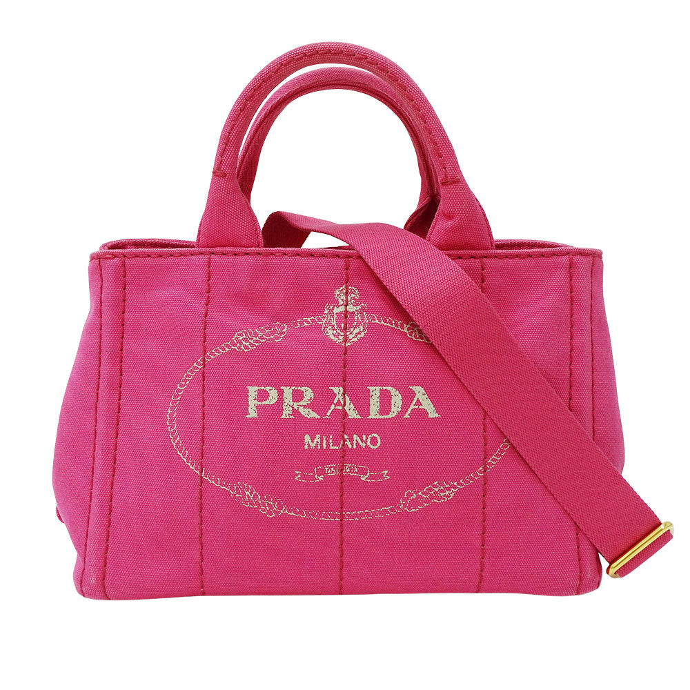 PRADA プラダ カナパ ミニ 2wayバッグ ピンク B2539G キャンバス レディース 【中古】