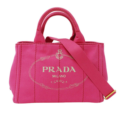 PRADA プラダ カナパ ミニ 2wayバッグ ピンク B2539G キャンバス レディース 【中古】