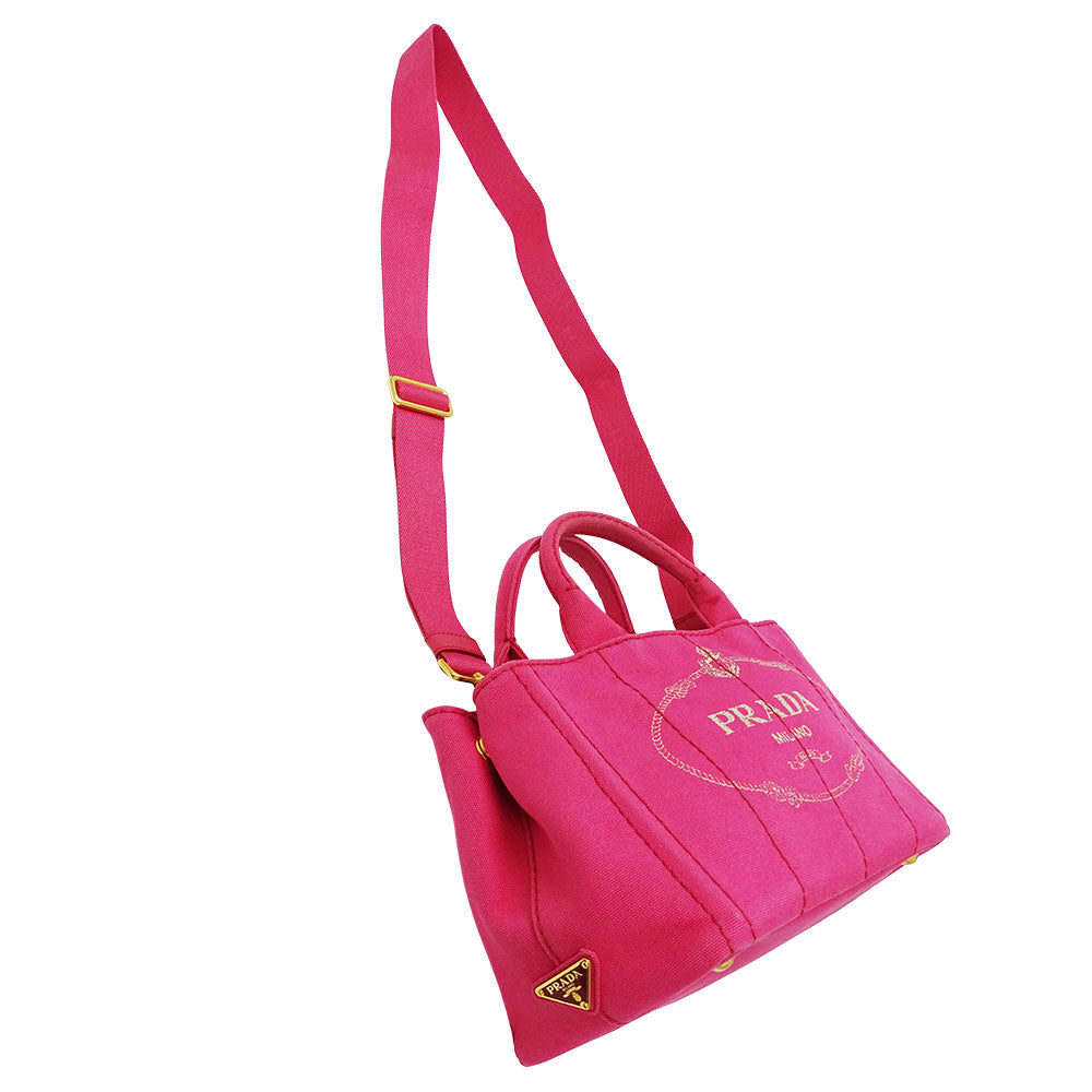 PRADA プラダ カナパ ミニ 2wayバッグ ピンク B2539G キャンバス レディース 【中古】