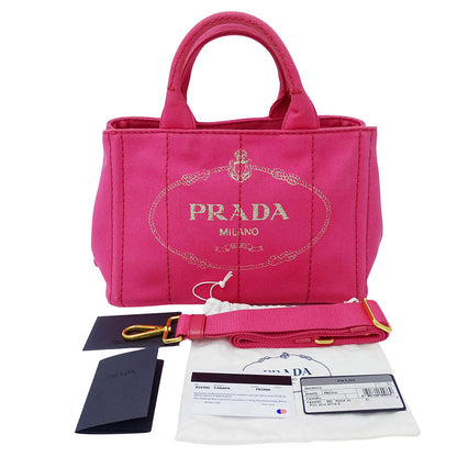 PRADA プラダ カナパ ミニ 2wayバッグ ピンク B2539G キャンバス レディース 【中古】