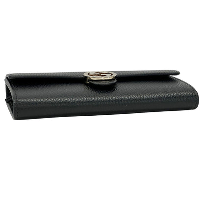 GUCCI グッチ 長財布 インターロッキング ブラック 615524 レザー レディース 【中古】