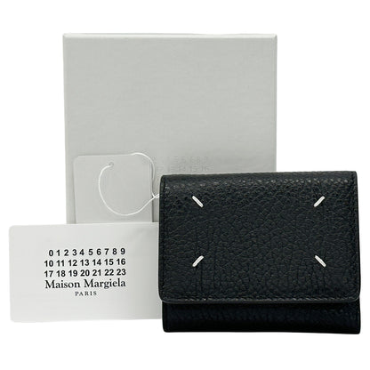 Maison Margiela メゾン マルジェラ スリーフォールドウォレット 三つ折り財布 4ステッチ ブラック SA3U10010 レザー レディース メンズ 【中古】
