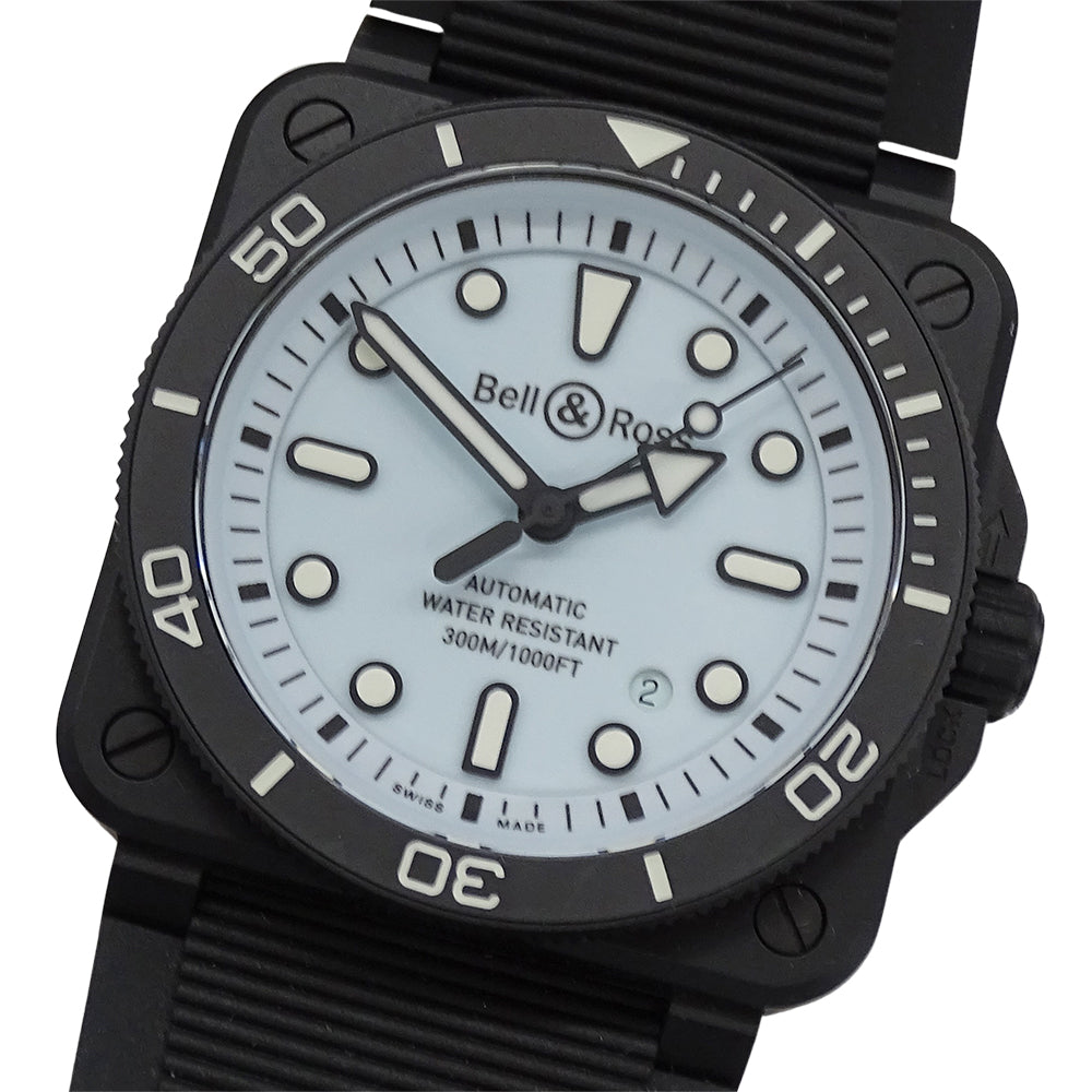 Bell＆Ross ベル＆ロス ダイバー フル ラム セラミック BR03A-D-LM-CE/SRB メンズ 腕時計 自動巻き AT セラミック ラバー ブラック ブルー 【中古】