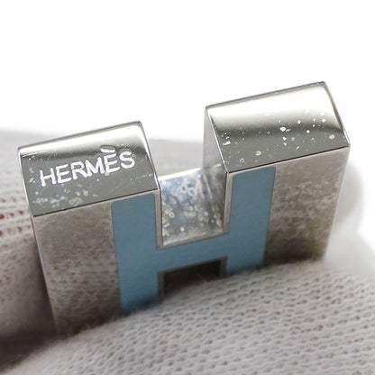 HERMES エルメス Hモチーフ カデナ シルバー ライトブルー メタル レディース メンズ 【中古】