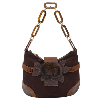 Valentino Garavani ヴァレンティノ・ガラヴァーニ ショルダーバッグ ブラウン スエード レディース 【中古】