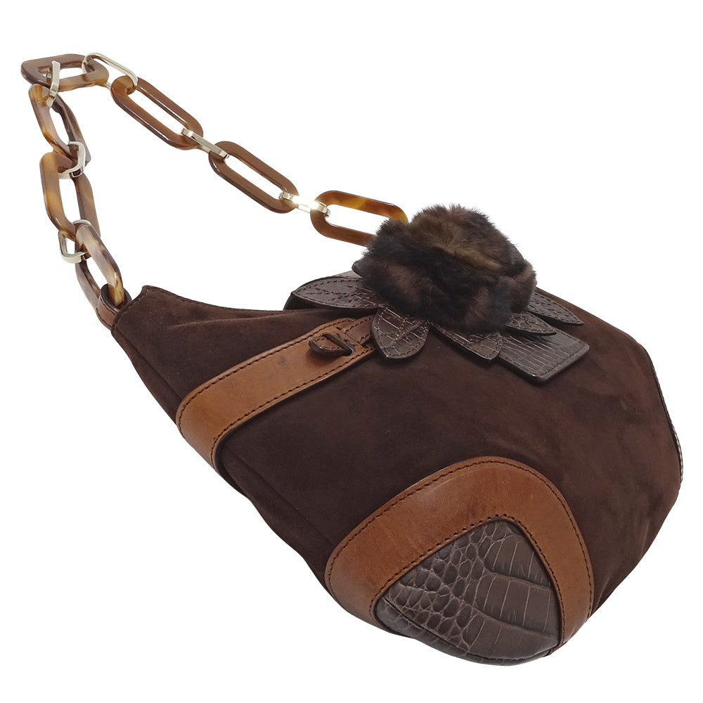 Valentino Garavani ヴァレンティノ・ガラヴァーニ ショルダーバッグ ブラウン スエード レディース 【中古】