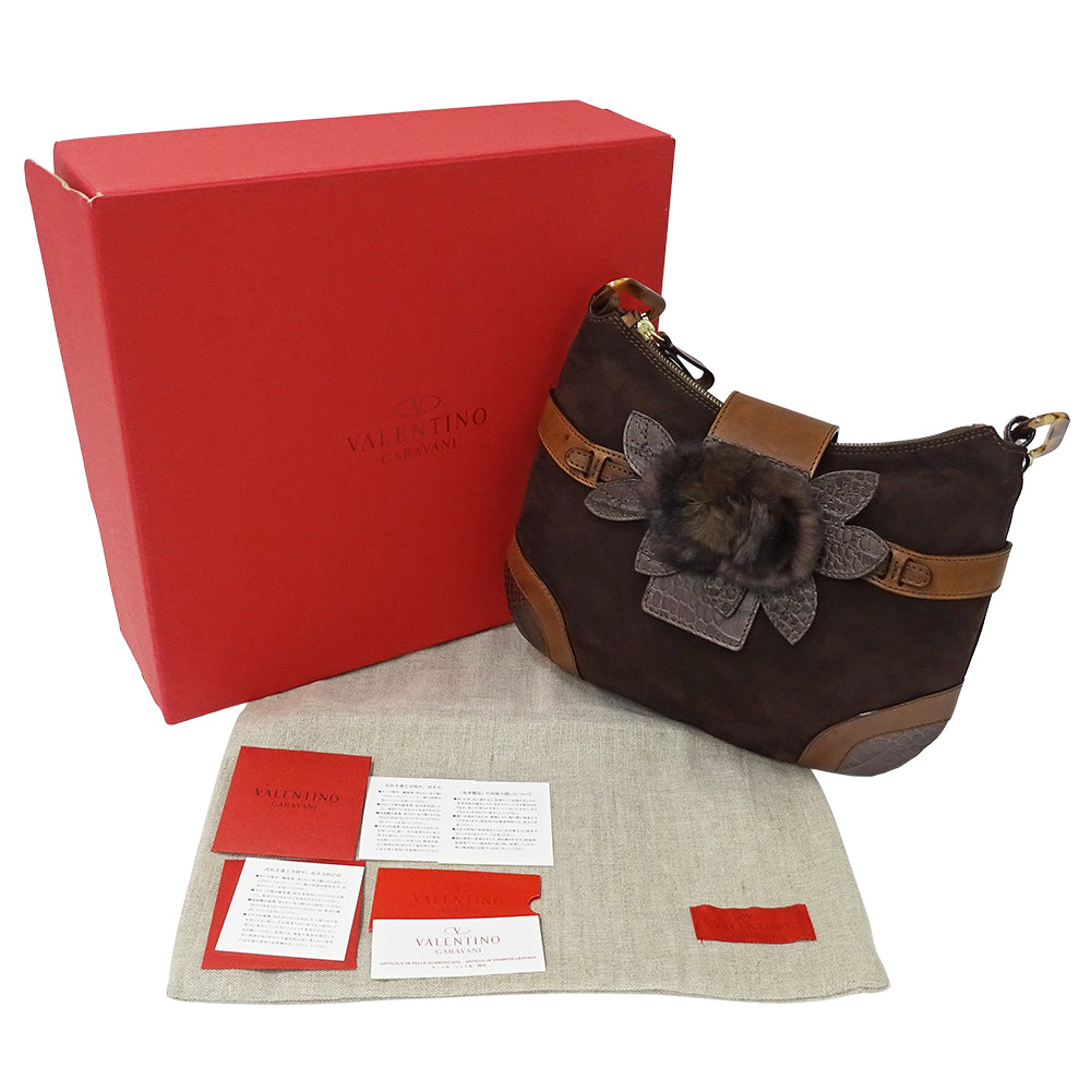 Valentino Garavani ヴァレンティノ・ガラヴァーニ ショルダーバッグ ブラウン スエード レディース 【中古】