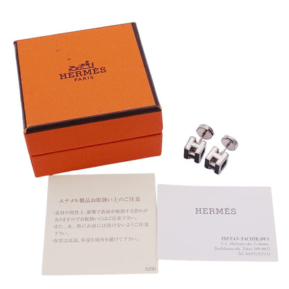 HERMES エルメス カージュドアッシュ Hキューブ ピアス ブラック シルバー レディース 【中古】