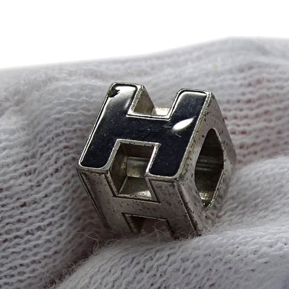 HERMES エルメス カージュドアッシュ Hキューブ ピアス ブラック シルバー レディース 【中古】