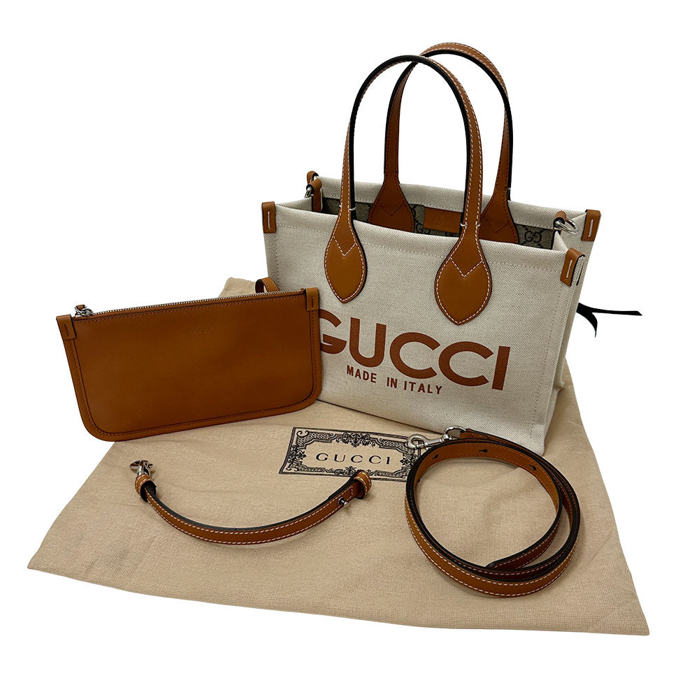 GUCCI グッチ 2wayバッグ ブラウン ホワイト 772144 GGキャンバス レディース 【中古】