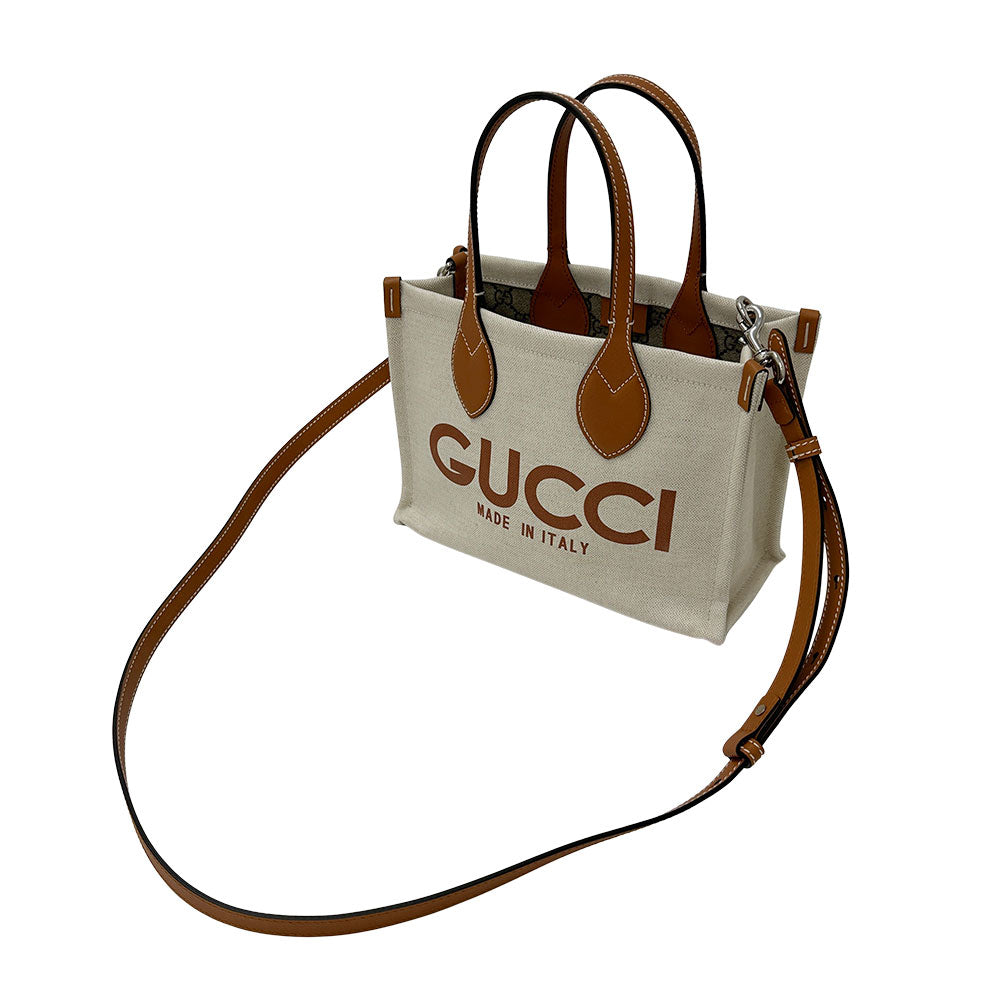 GUCCI グッチ 2wayバッグ ブラウン ホワイト 772144 GGキャンバス レディース 【中古】