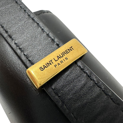 SAINT LAURENT サンローラン ショルダーバッグ カサンドラ ロゴ サッチェル ブラック レザー レディース 【中古】