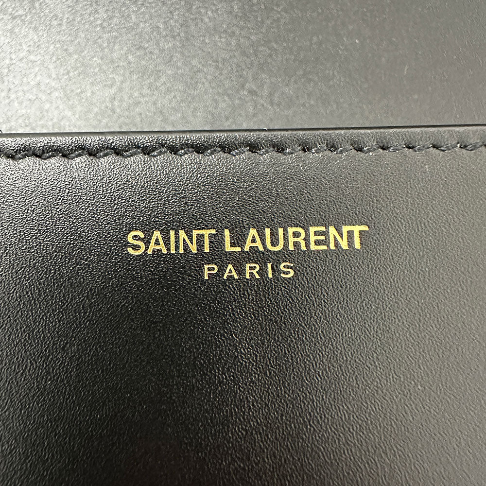 SAINT LAURENT サンローラン ショルダーバッグ カサンドラ ロゴ サッチェル ブラック レザー レディース 【中古】