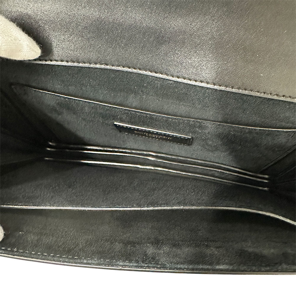 SAINT LAURENT サンローラン ショルダーバッグ カサンドラ ロゴ サッチェル ブラック レザー レディース 【中古】