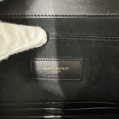 SAINT LAURENT サンローラン ショルダーバッグ カサンドラ ロゴ サッチェル ブラック レザー レディース 【中古】
