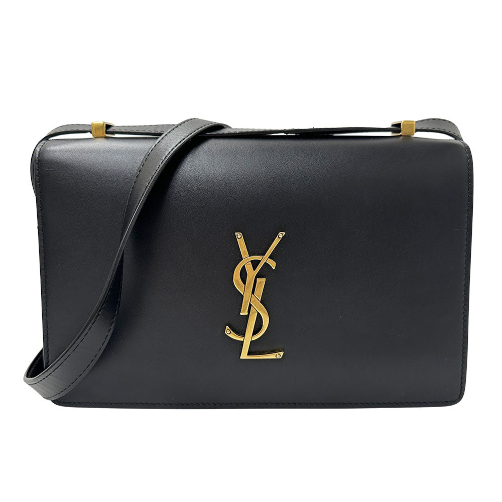 SAINT LAURENT サンローラン ショルダーバッグ カサンドラ ロゴ サッチェル ブラック レザー レディース 【中古】