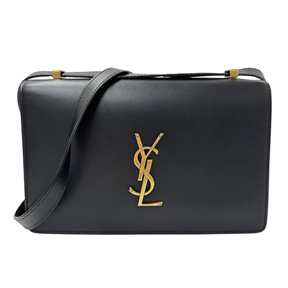 SAINT LAURENT サンローラン ショルダーバッグ カサンドラ ロゴ サッチェル ブラック レザー レディース 【中古】