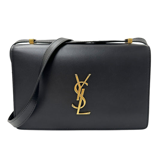 SAINT LAURENT サンローラン ショルダーバッグ カサンドラ ロゴ サッチェル ブラック レザー レディース 【中古】
