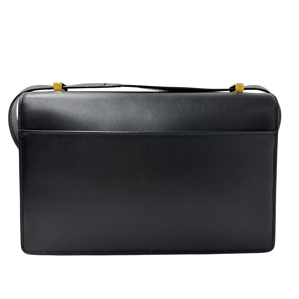 SAINT LAURENT サンローラン ショルダーバッグ カサンドラ ロゴ サッチェル ブラック レザー レディース 【中古】