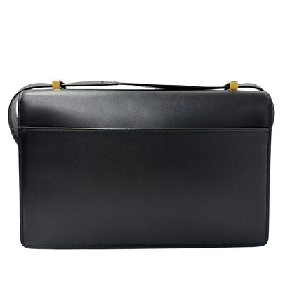 SAINT LAURENT サンローラン ショルダーバッグ カサンドラ ロゴ サッチェル ブラック レザー レディース 【中古】