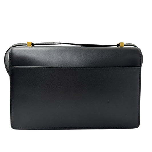 SAINT LAURENT サンローラン ショルダーバッグ カサンドラ ロゴ サッチェル ブラック レザー レディース 【中古】