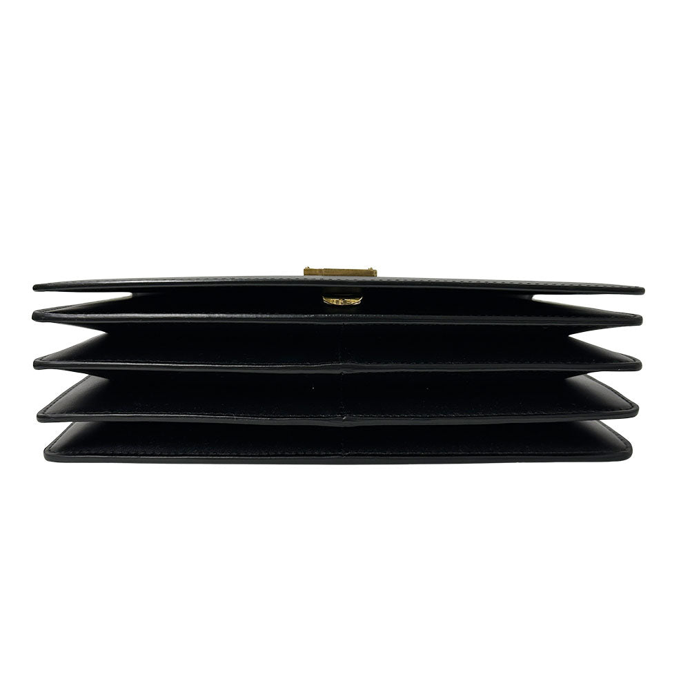 SAINT LAURENT サンローラン ショルダーバッグ カサンドラ ロゴ サッチェル ブラック レザー レディース 【中古】