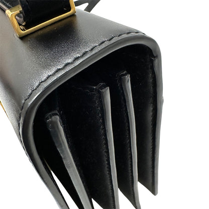 SAINT LAURENT サンローラン ショルダーバッグ カサンドラ ロゴ サッチェル ブラック レザー レディース 【中古】