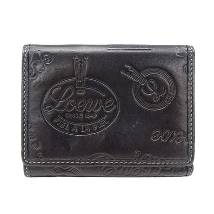 LOEWE ロエベ 三つ折り財布 ブラック レザー レディース 【中古】