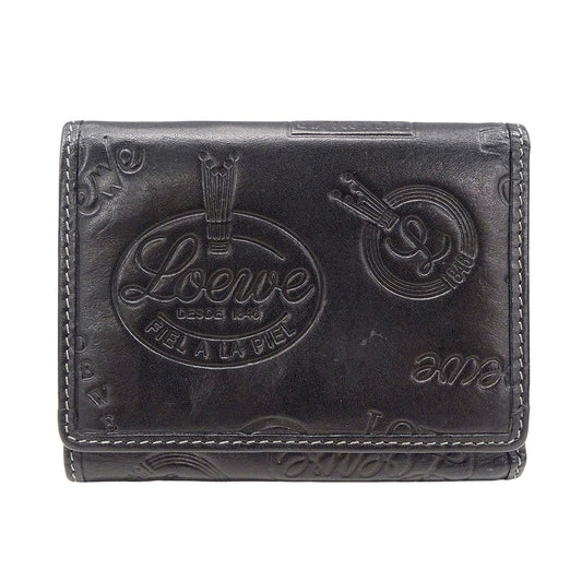 LOEWE ロエベ 三つ折り財布 ブラック レザー レディース 【中古】