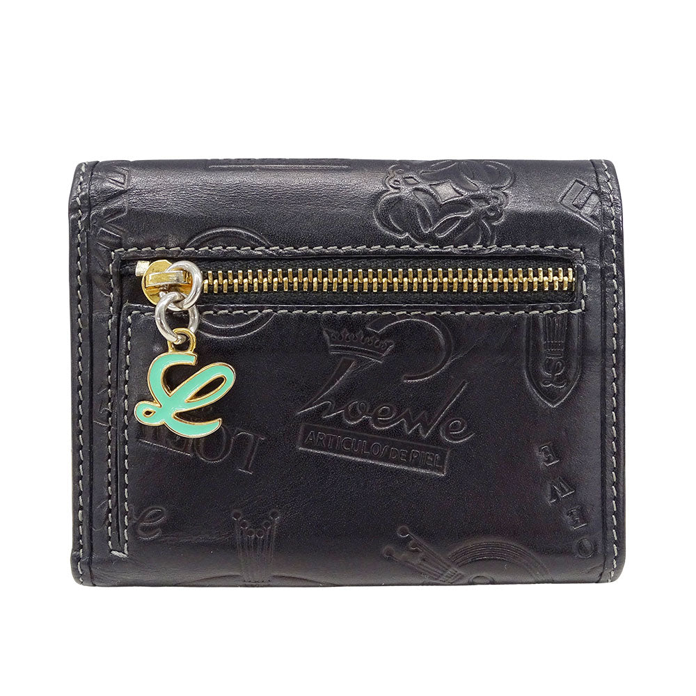 LOEWE ロエベ 三つ折り財布 ブラック レザー レディース 【中古】
