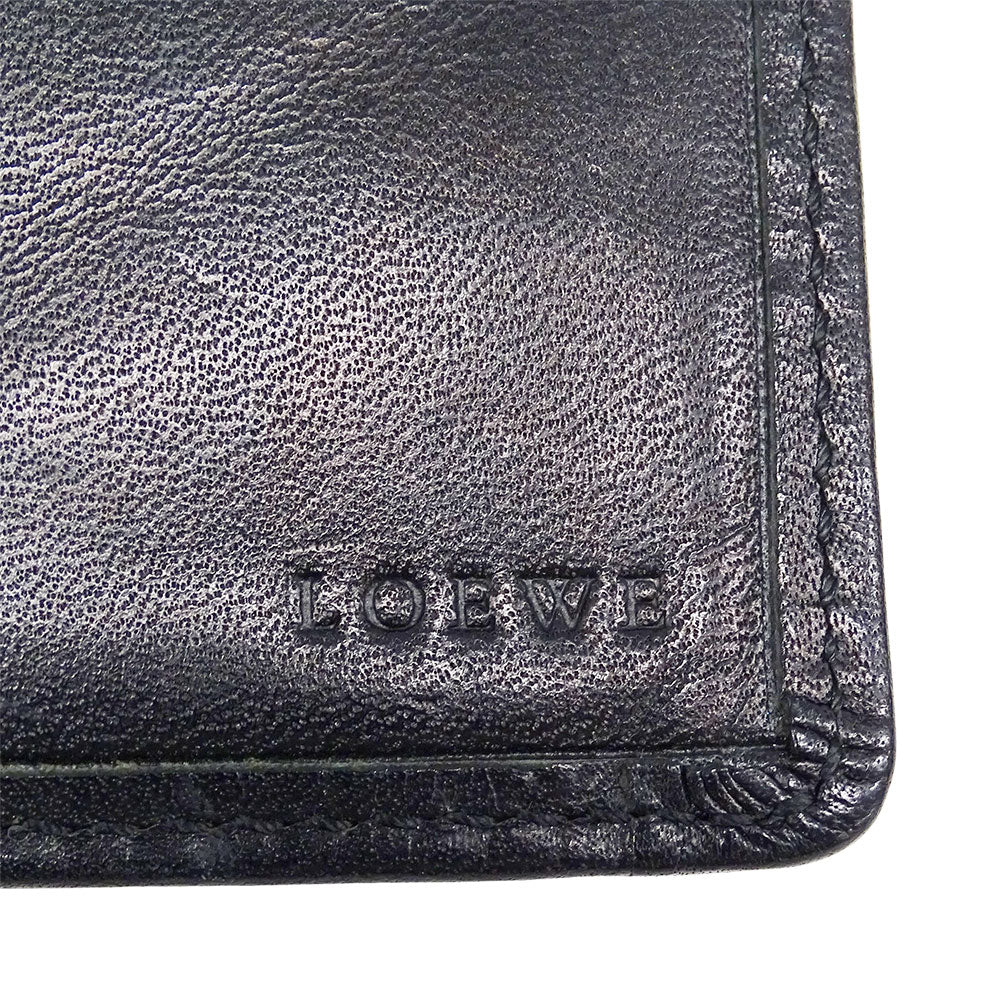 LOEWE ロエベ 三つ折り財布 ブラック レザー レディース 【中古】