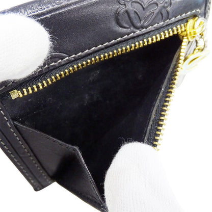 LOEWE ロエベ 三つ折り財布 ブラック レザー レディース 【中古】