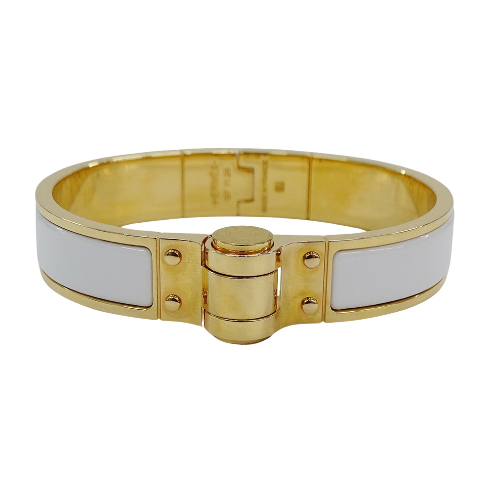 HERMES エルメス シャルニエール PM バングル GP ゴールド ホワイト レディース 【中古】