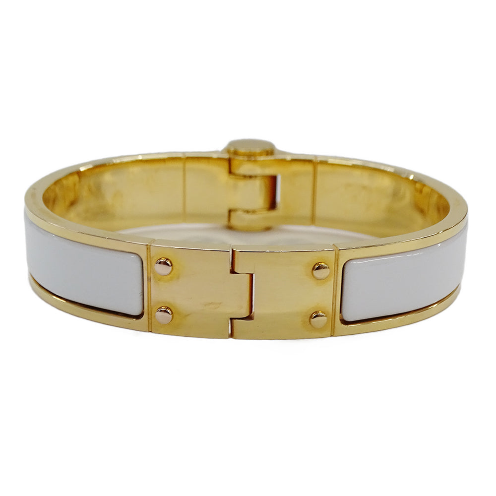 HERMES エルメス シャルニエール PM バングル GP ゴールド ホワイト レディース 【中古】