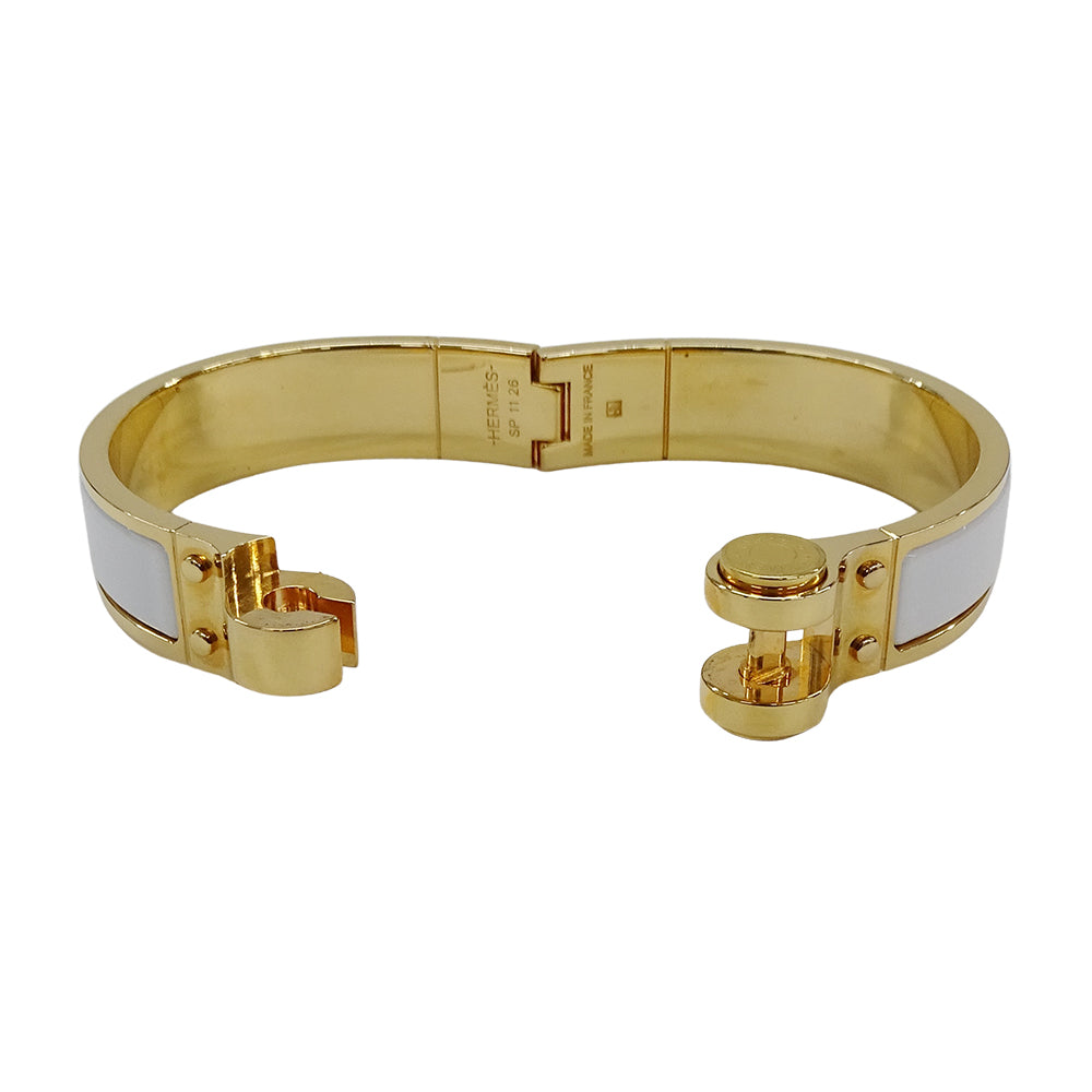 HERMES エルメス シャルニエール PM バングル GP ゴールド ホワイト レディース 【中古】