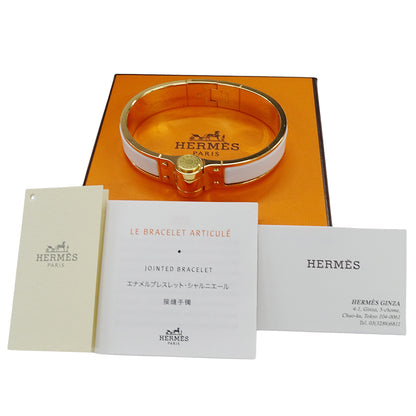 HERMES エルメス シャルニエール PM バングル GP ゴールド ホワイト レディース 【中古】