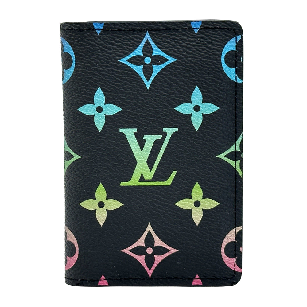 LOUIS VUITTON ルイ・ヴィトン オーガナイザー・ドゥ・ポッシュ カードケース モノグラム イリディセント ブラック レインボー M14134 レディース メンズ 【中古】