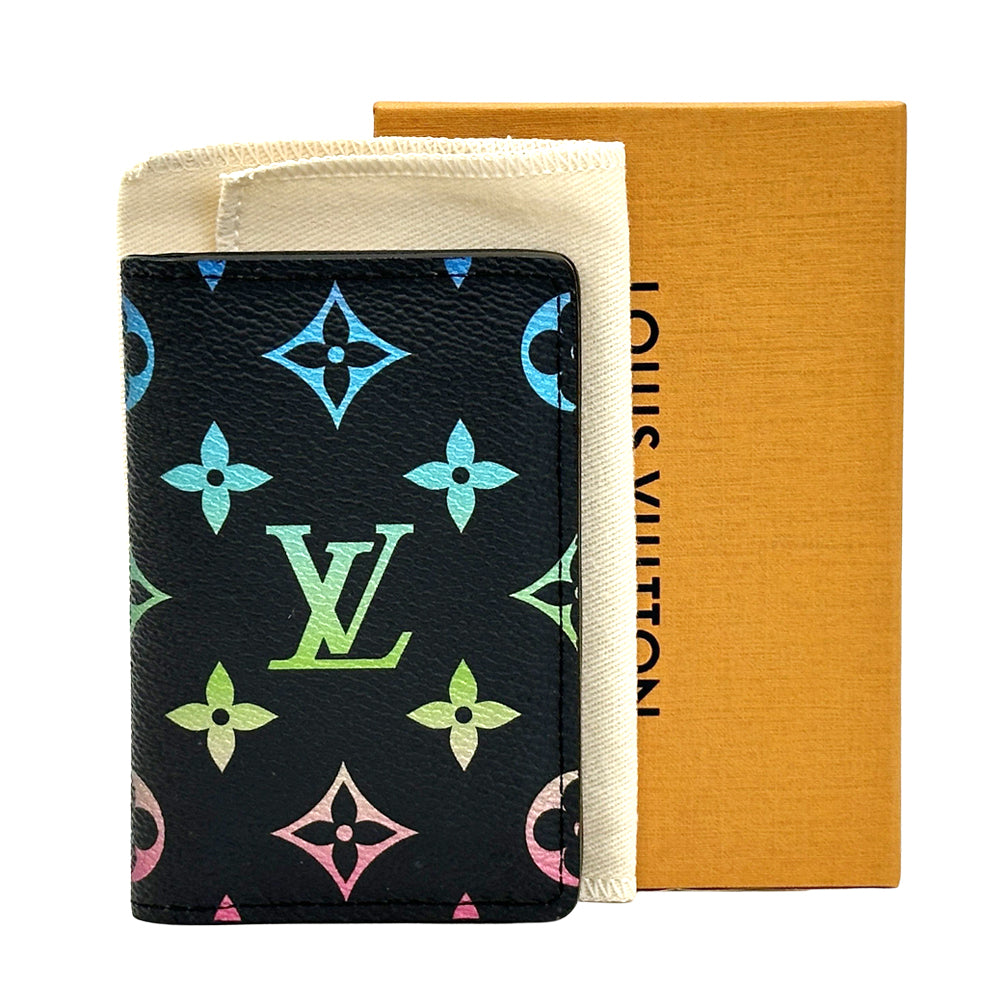 LOUIS VUITTON ルイ・ヴィトン オーガナイザー・ドゥ・ポッシュ カードケース モノグラム イリディセント ブラック レインボー M14134 レディース メンズ 【中古】