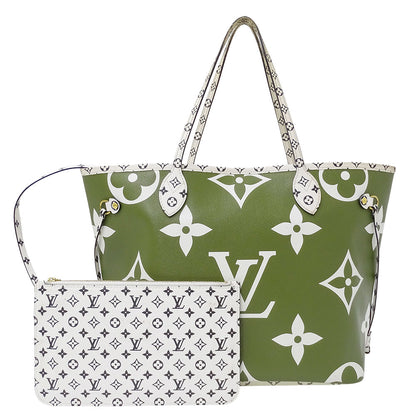 LOUIS VUITTON ルイ・ヴィトン ネヴァーフルMM トートバッグ モノグラムジャイアント カーキグリーン ベージュ M44568 モノグラムキャンバス レディース 【中古】