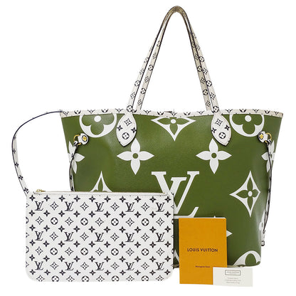 LOUIS VUITTON ルイ・ヴィトン ネヴァーフルMM トートバッグ モノグラムジャイアント カーキグリーン ベージュ M44568 モノグラムキャンバス レディース 【中古】