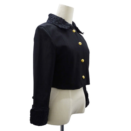 CHANEL シャネル ジャケット カメリア ブラック ゴールド金具 レディース 【中古】