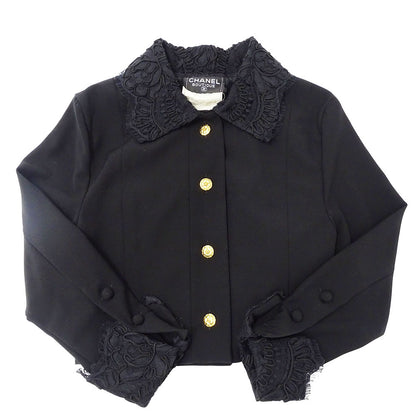 CHANEL シャネル ジャケット カメリア ブラック ゴールド金具 レディース 【中古】