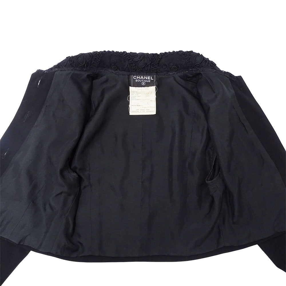 CHANEL シャネル ジャケット カメリア ブラック ゴールド金具 レディース 【中古】